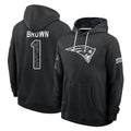NE.Patriots #1 A.J. Brown Player 2026 Black Logo Pullover Hoodies Limited Game Ndoa Stitched Jerseys